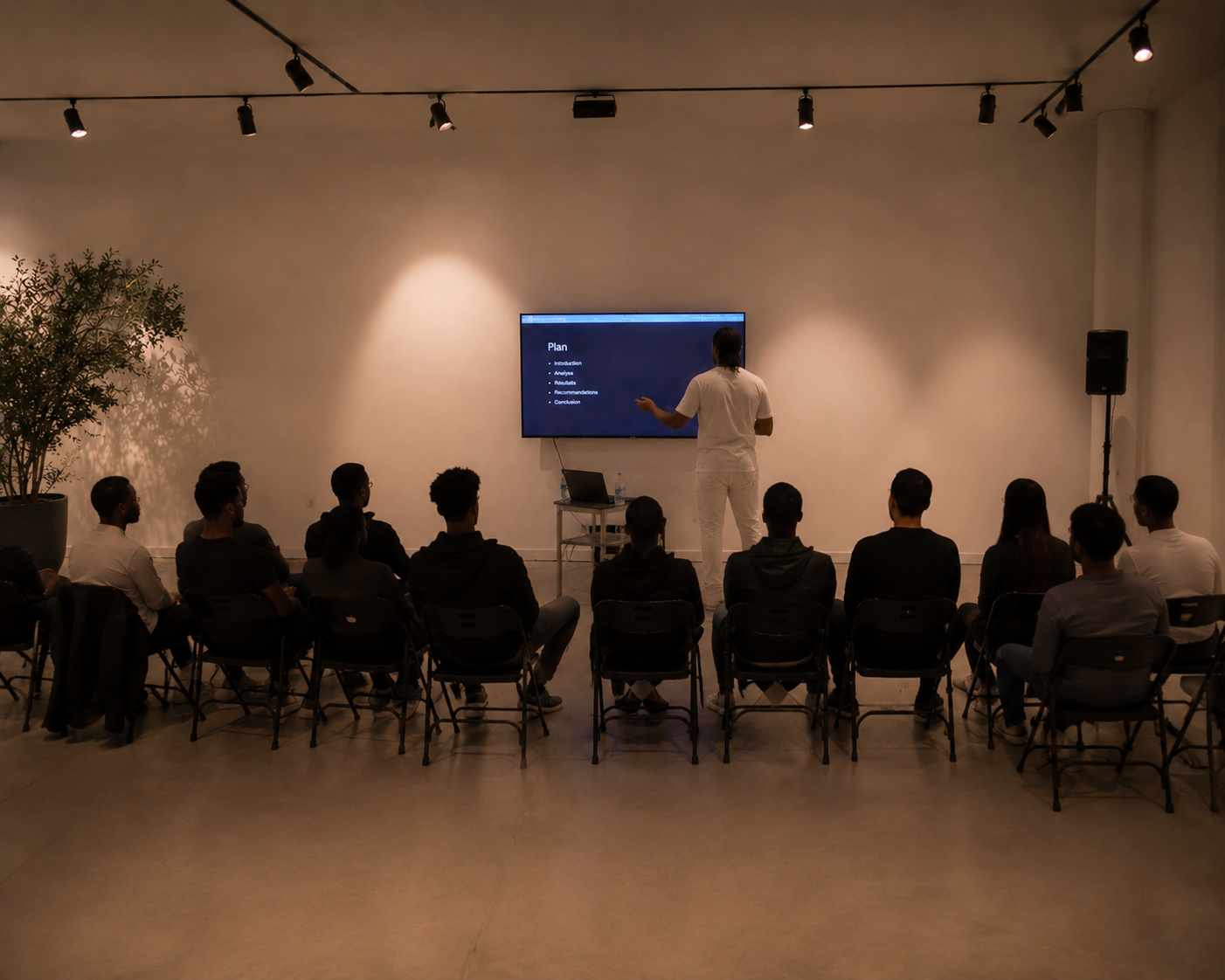 Session de formation interne chez henmi : présentation devant l’équipe réunie