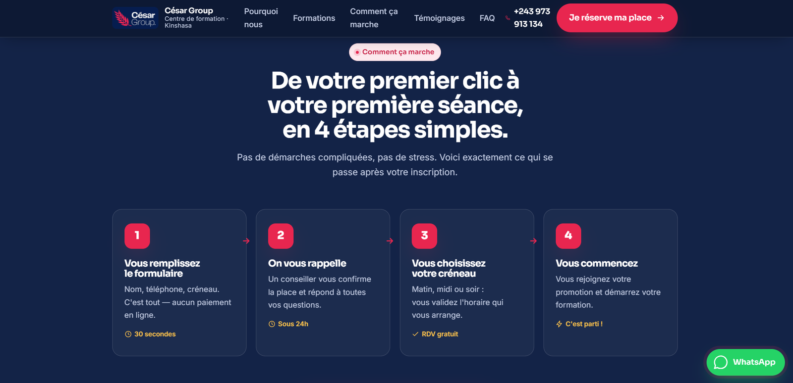 Le site César Group, écran 7 sur 12