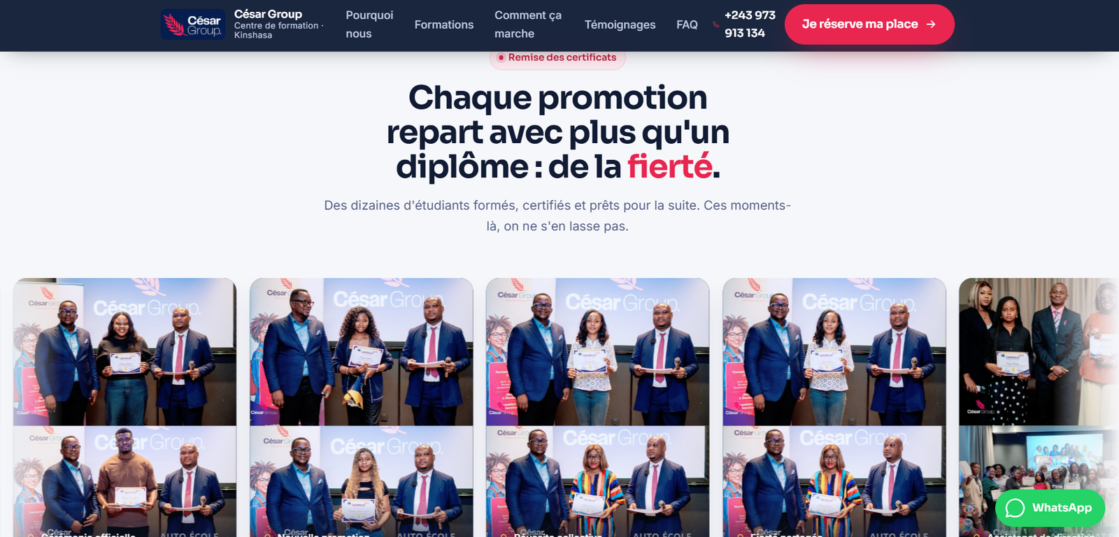 Le site César Group, écran 8 sur 12
