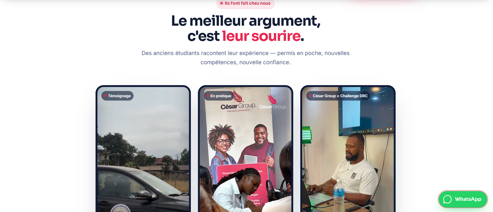 Le site César Group, écran 9 sur 12