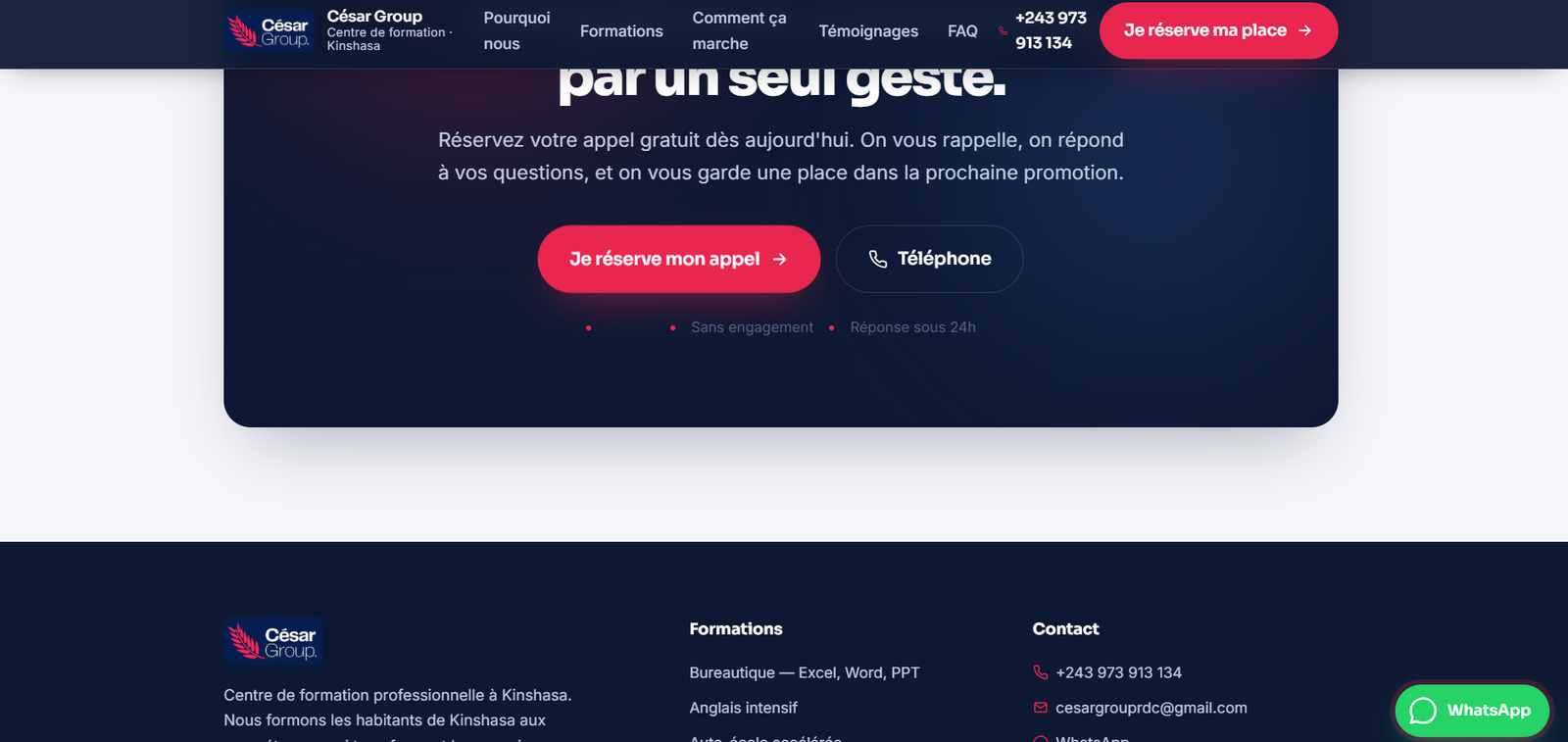 Le site César Group, écran 12 sur 12