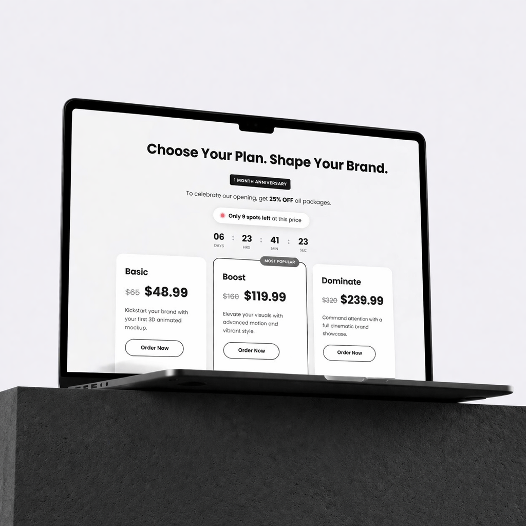 La page des formules Hywal Studio affichée sur un ordinateur portable