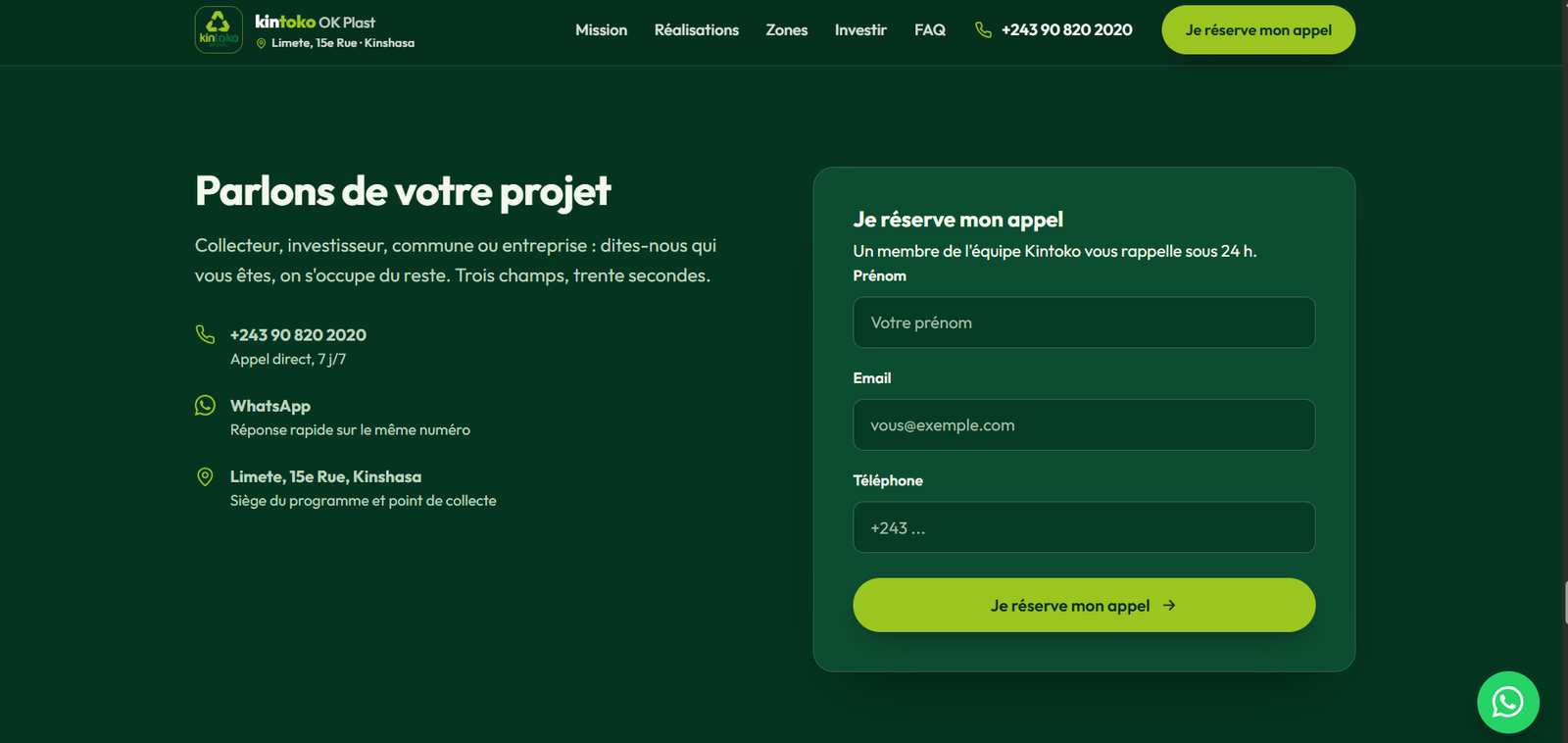 Le site Kintoko OK Plast, écran 11 sur 12