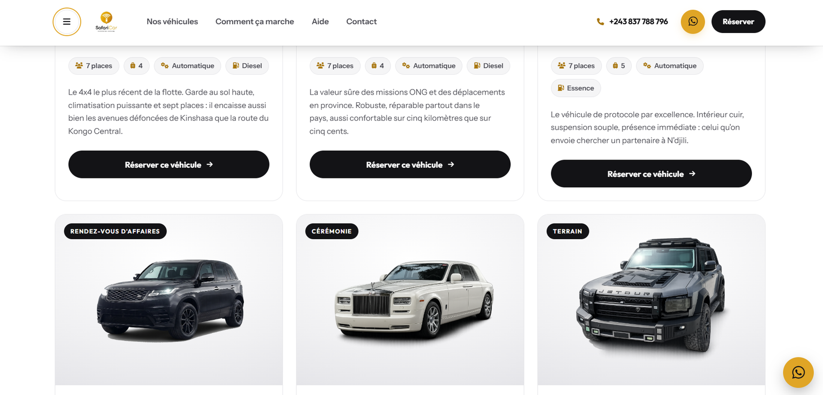Le site SafariCar, écran 3 sur 9