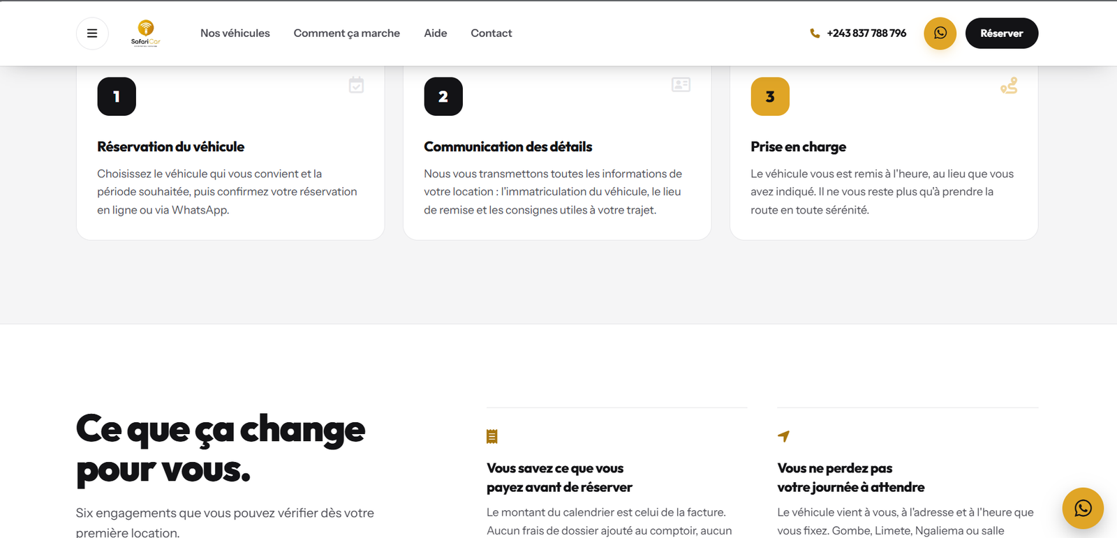 Le site SafariCar, écran 5 sur 9