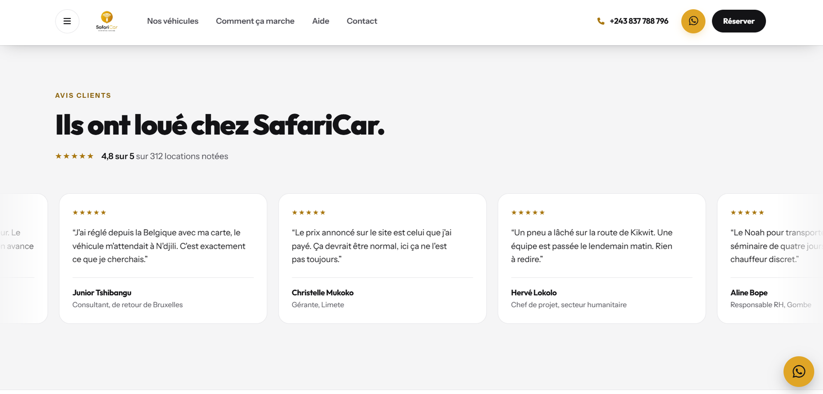 Le site SafariCar, écran 6 sur 9